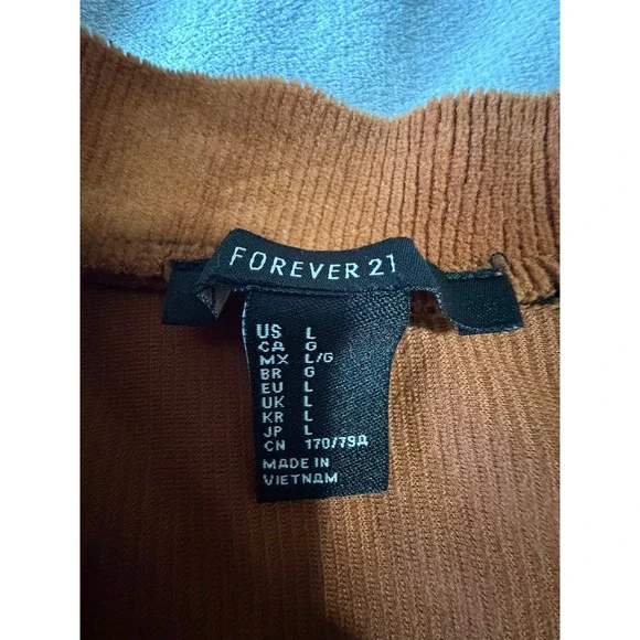 Forever 21 Rust Orange Corduroy Mini Skater Skirt Womens Size Large - Picture 3 of 3